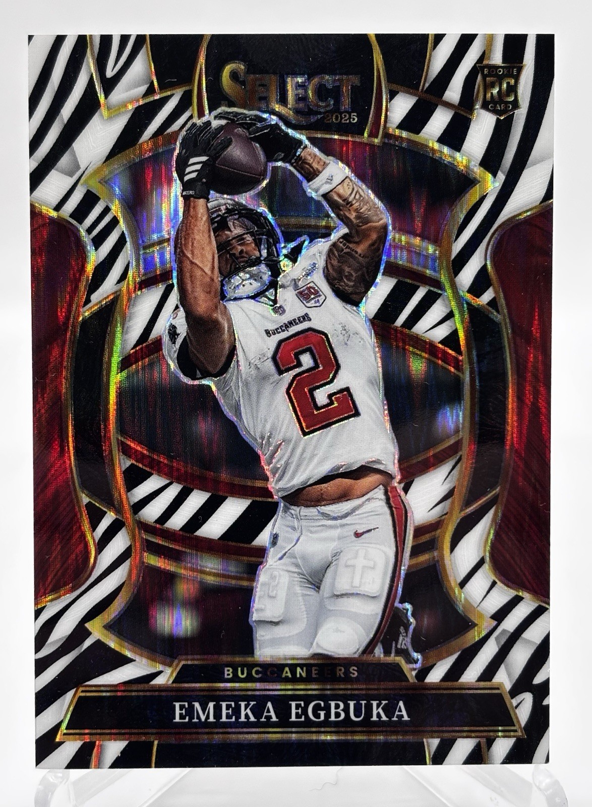 2025 Panini Select Concourse Zebra Prizm #37 Emeka Egbuka  Buccaneers RC