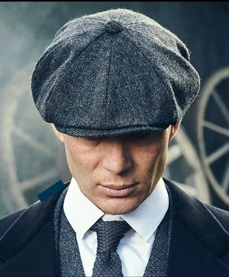 ROYAL STALLION Peaky Blinders Hat Newsboy Flat Cap Herringbone Tweed Wool Baker Boy Gatsby