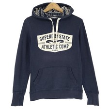 Vintage Superdry Hoodie Pullover Sweatshirt Women Blue Cotton Qe2 Size S