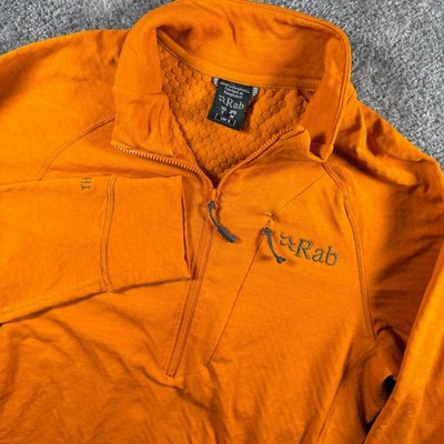 Rab Nexus Pull On Mens Small Orange Fleece 1/2 Zip Thermic Hiking Midlayer