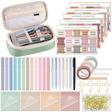 Dunzoom 137 Pcs Bible Study Supplies Journaling Kit 1 Pencil Case Boho Color