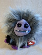 Ty Beanie Frizzys Jip Monster Plush  Black Purple Fangs with Tag Stuffed Toy EUC