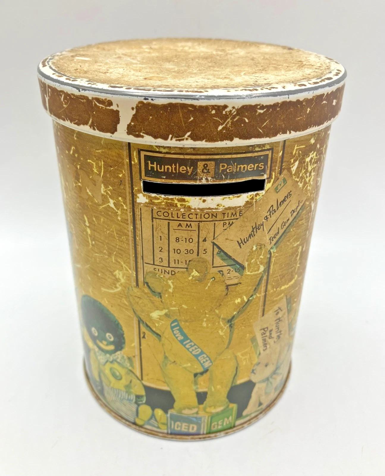Vintage Huntley & Palmers Toy Town Post Box Iced Gem Biscuit Tin - Money Box