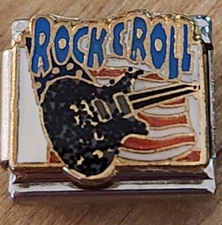 Rock & Roll Guitar Italian Charm 9mm Bracelet Link gift