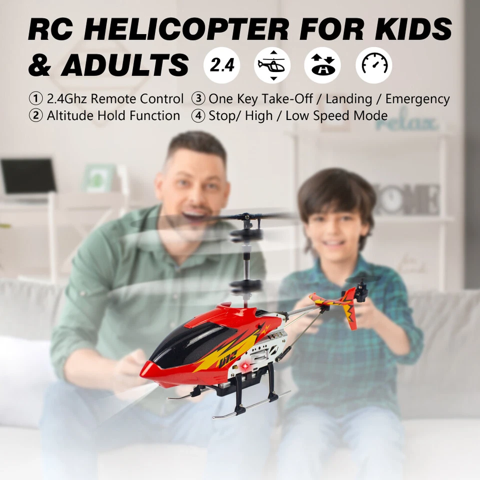 U12 Metal Mini RC Helicopter 2.4G RC Toys for Adults Kids Gift w/ 2 Batteries - Image 3 of 4
