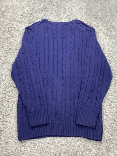 Alexander Julian Colours Sweater Men XL Navy Blue 3D Cable Knit Fisherman Vtg - Picture 2 of 9