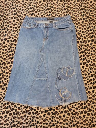 Denim blauer Jeansrock Blumenverzierung Petite Sophisticate 8P Kurz