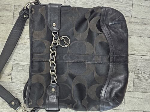 Coach F19730 Signature Crossbody Bag Optic Chain Black Shoulder Bag Purse - Picture 2 of 8