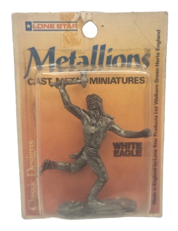 2X SCARCE LONE STAR METALLIONS WHITE EAGLE CAST METAL TOY SOLDIER MINT ON CARD - Image 2 of 3
