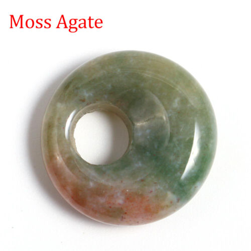 18mm Natural Crystal Hole Donut Peace Buckle Beads Gemstone Chakra DIY Jewelry - Picture 26 of 62