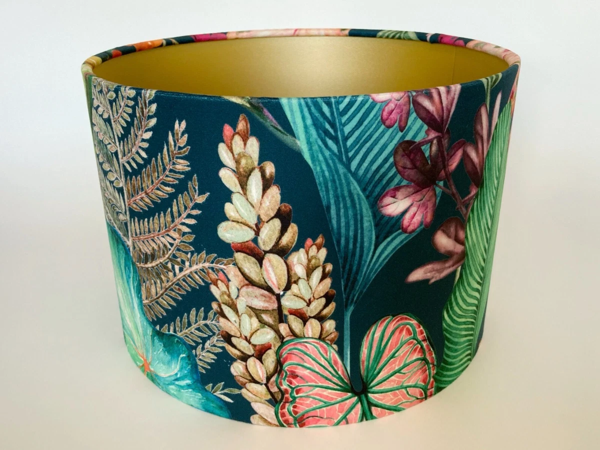 Teal velvet lampshade deals
