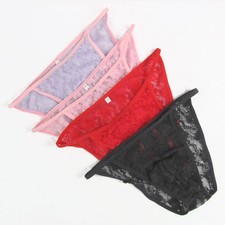 K342 G3429 Men's String Bikini Contoured Pouch stretchy Lace Floral