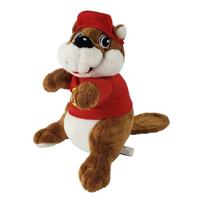 Buc-ee's Plush Beaver 11  Tall Mascot JAAG Stuffed Animal Red Shirt & Cap Euc