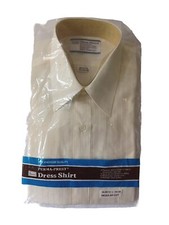 NOS Vintage Mens Long Sleeve Dress Shirt Yellow 15 1/2-34/35 Sears DEADSTOCK