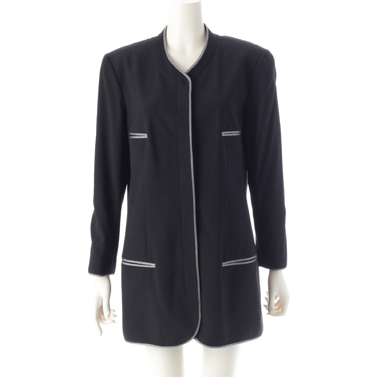 ALTRA Giacca piping CHANEL 96P lana COCO modello righe bottoni esterno P06569 nero 42