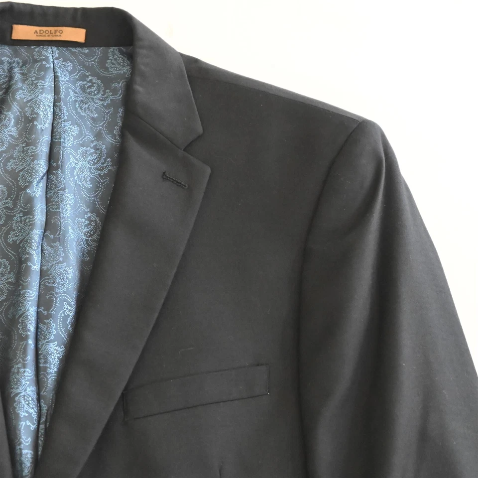 Adolfo 40S Navy Blue Wool Cashmere Mens Blazer Sport Coat Jacket - Image 2 of 4