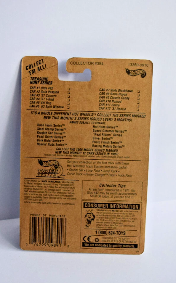 Hot Wheels 1995 Treasure Hunt Series Gold Passion 1/10000. VHTF con RR Foto 3 de 4