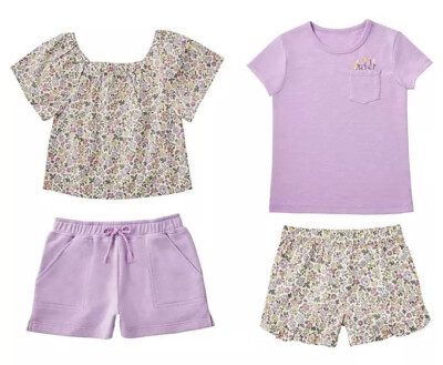 NWT Member's Mark 4 Piece Girls Playwear Set Purple Floral 5T