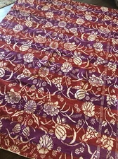 Vintage Hand loomed Floral Jacquard RUG Coverlet Kilim Boho 65” X 87” Reversible