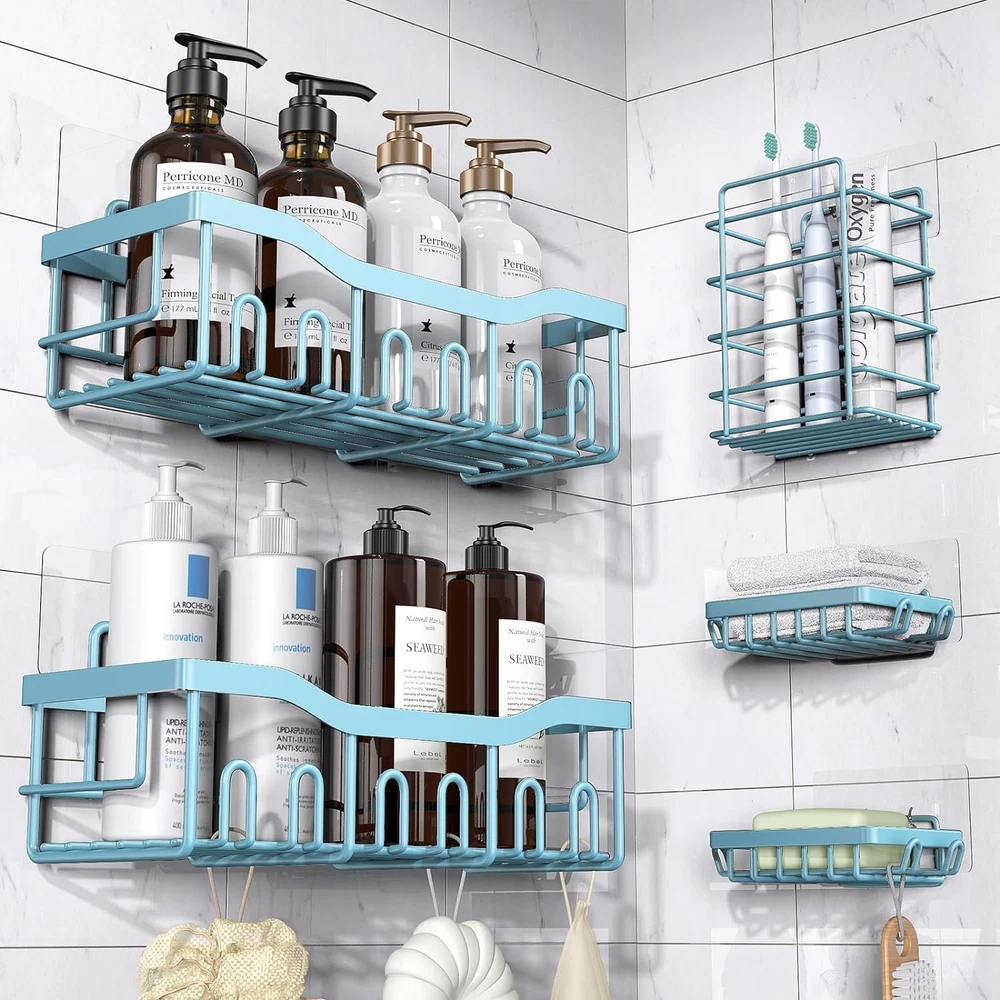 Shower Caddy 5 Pack,Adhesive Shower Organizer for Bathroom Storage&Home Decor&Ki