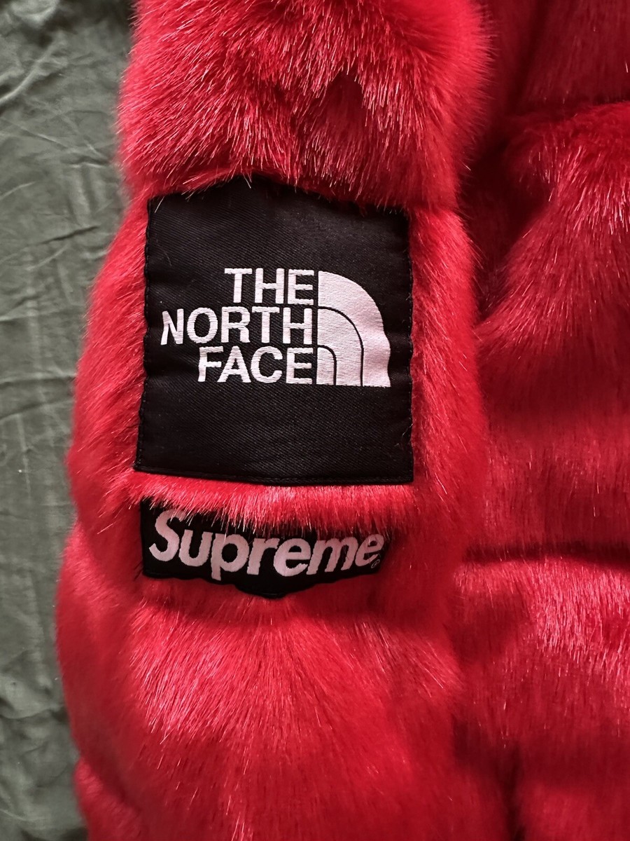 Supreme X The North Face Faux Fur Nuptse Jacket 'Red' | eBay