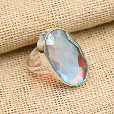 Mystic Topaz Gemstone Handmade 925 Sterling Silver Ring Jewelry