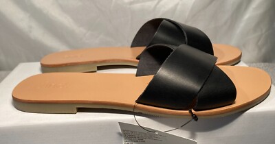finden. Damen Sana Leder Pantolette mit flachem Absatz schwarz Größe UK 5 / 38