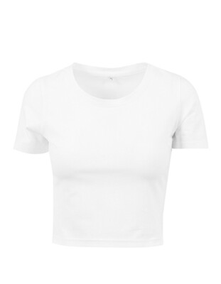 Build Your Brand Damen T-Shirt Crop Top Shirt Cropped Tee Kurzarm Rundhals XS S 
