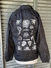 Sketchy Tank Flash Art Black Snap Button Coach Jacket Lined Windbreaker Size S
