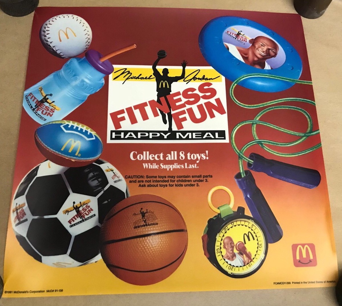 1991 McDonalds Michael Jordan Fitness Fun Happy Meal Store Display
