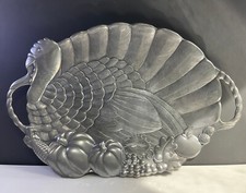 Lenox Pewter 24" Turkey Serving Platter Thanksgiving Christmas Vintage