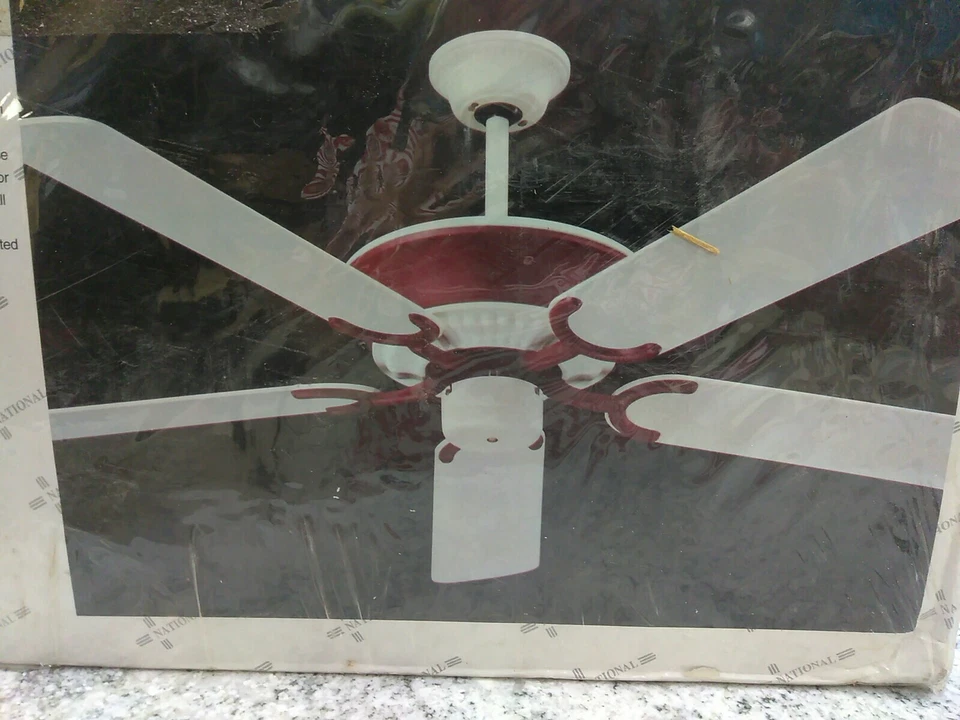 National industries  52" ceiling Fan OXFORD  Anti.wh/ burgundy 3 REV.SPEED(LUBBY - Image 2 of 4