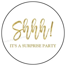 SHHH! IT'S A SURPRISE PARTY ENVELOPE SEALS LABELS PARTY FAVORS STICKERS