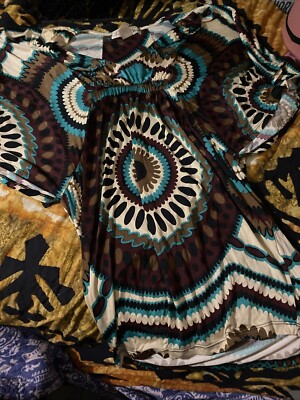 LOVE NOTES Beautiful Chocolate+Turquoise  Boho   Blouse  Size M