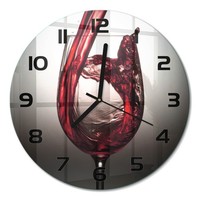 Moderne Design-Wanduhr Aus GehäRtetem Glas Rotwein Schwarze Zeiger Fi30 Cm