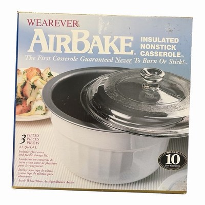 WearEver AirBake 4.5 Qt Insulated Nonstick Casserole Dish w/ Lid, Base Retro