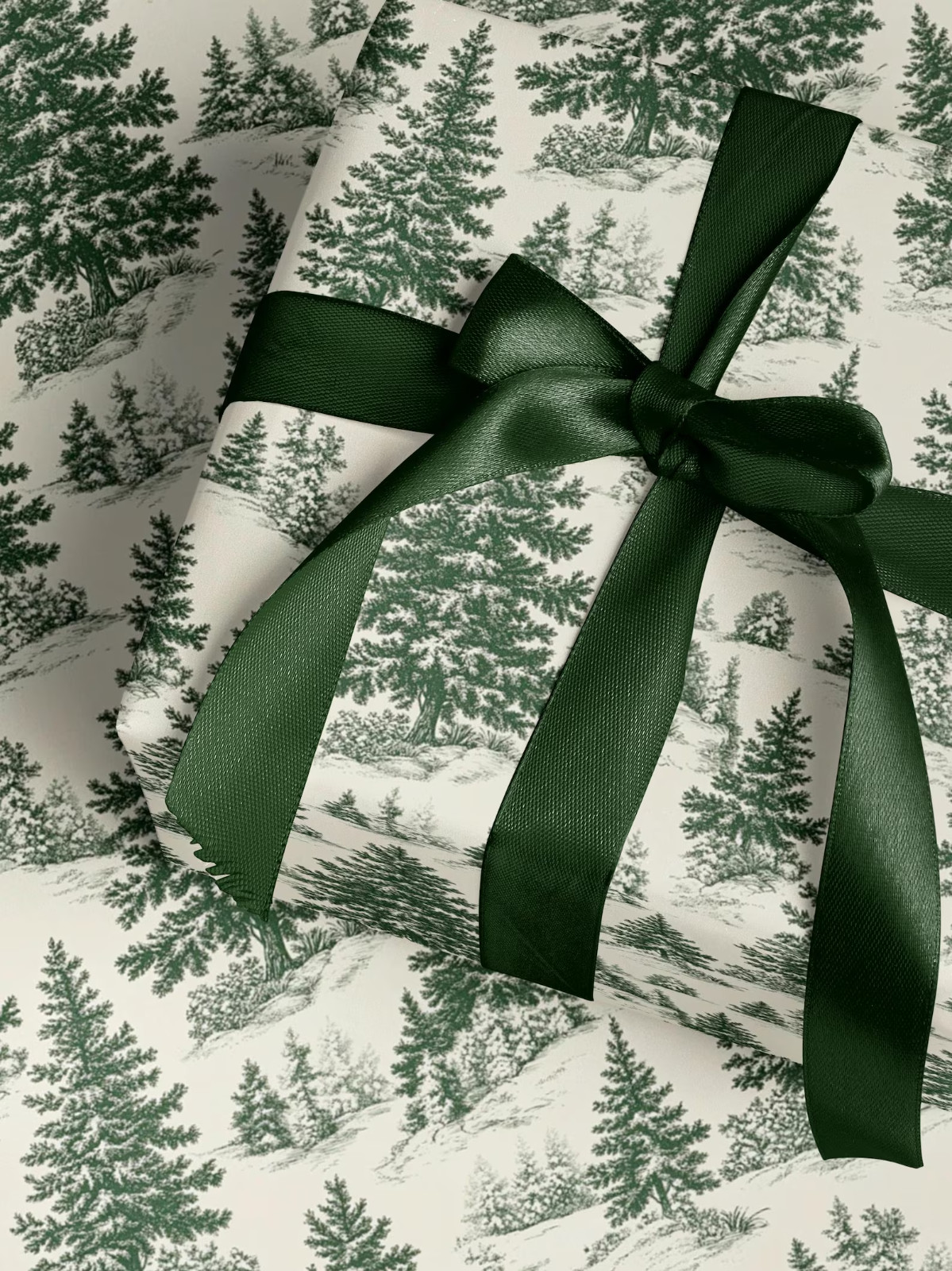 | Woodland Christmas Tree Gift Wrap Green