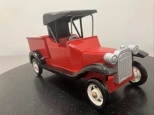 Vintage Two Tone Wood Wooden Model Toy Truck PBC International Red Black.