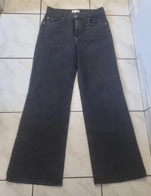 jean femme h&m noir jambes large taille 40 L - Photo 1/4