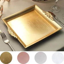 2 pcs 10"x10 Square with Embossed Rim Charger Plates Wedding Party Decorations