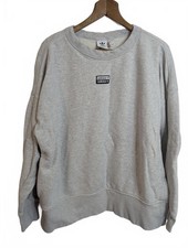 Adidas Originals Double Logo Sweatshirt Grey Boxy Oversized Fit UK 14 Medium