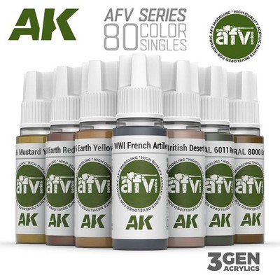 AK Interactive: AFV Paints   Acrylic Model Color Paint - Singles 80 Colors 17ml