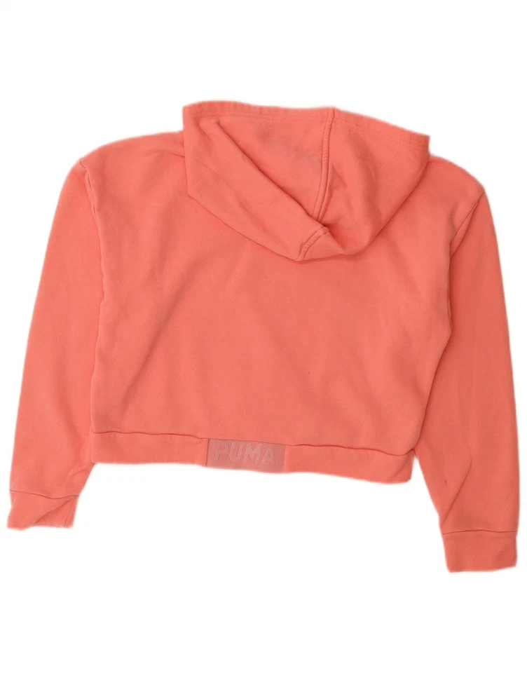 PUMA Womens Oversized Crop Graphic Hoodie Jumper UK 6 XS Pink Cotton AM01 - Image 2 of 4