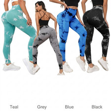 Women's Seamless Scrunch Butt Lift Gym Leggings Tie Dye High Waisted Yoga Pants