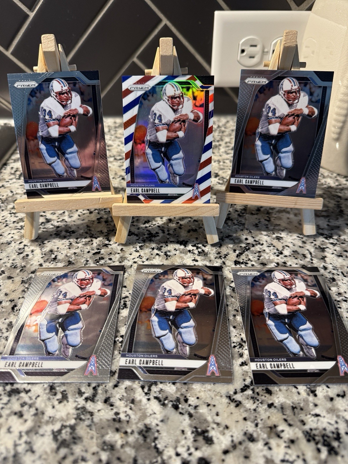 Lot of 6 2024 Prizm Football Red White Blue Prizm RWB Earl Campbell #297 HOF