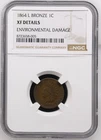 1864 l on ribbon indian head penny NGC XF DETAILS