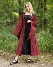 Mytholon Ophelia Kleid Baumwolle Bordeaux/Schwarz L Larp Mittelalter  #29003