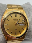 Vintage Men's Seiko SQ 5Y23-8189 Gold Tone Quartz Day Date Watch New Battery