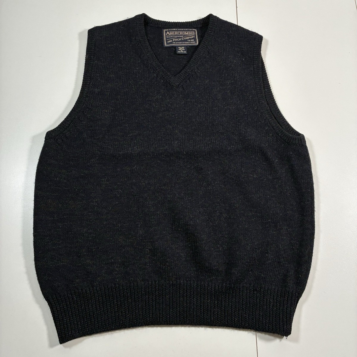 Vintage Abercrombie Fitch Sweater Vest Men's XL Dark Gray 100% Wool 90s Y2K