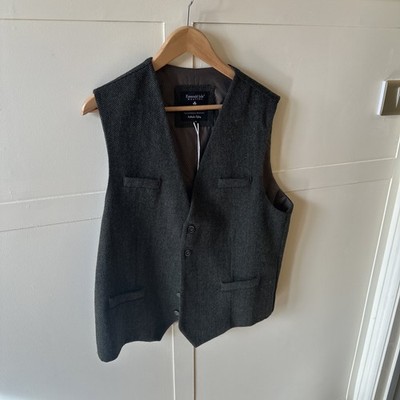 Emerald Isle Weaving Tweed Weste Herren Größe 48'' Brustumfang Wollmischung Fischgrätmuster